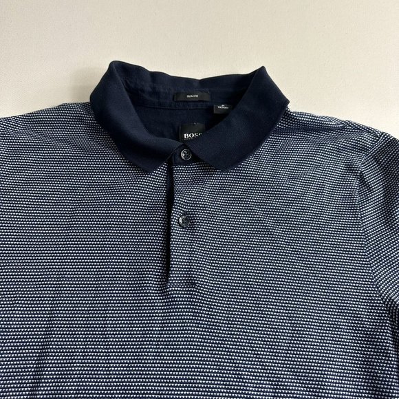 HUGO BOSS PENROSE 28 MEN SIZE L SLIM FIT POLO SHIRTS DARK BLUE WHITE 50436325 - Picture 5 of 9